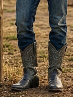 Vintage Mens Cowboy Boot Grey Exotic Eel Skin Made Mexico Western Dance 7.5